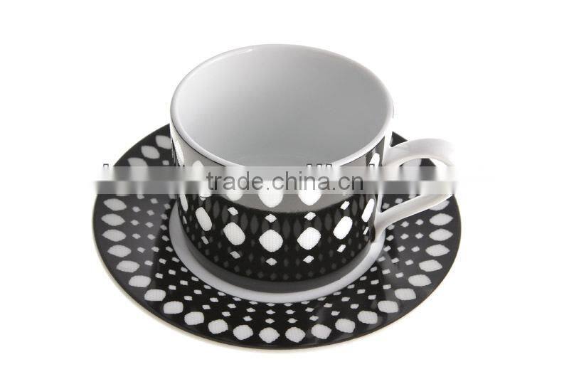 High Quality Porcelain Modern Black And White Dotted Pattern Teapot Set With Mugs And Saucers Set WS1059-CF021-231-1/s
