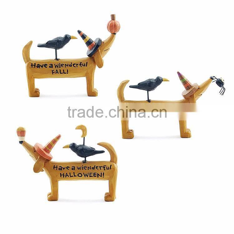 Custom Halloween party cute dressed dog statue supplier