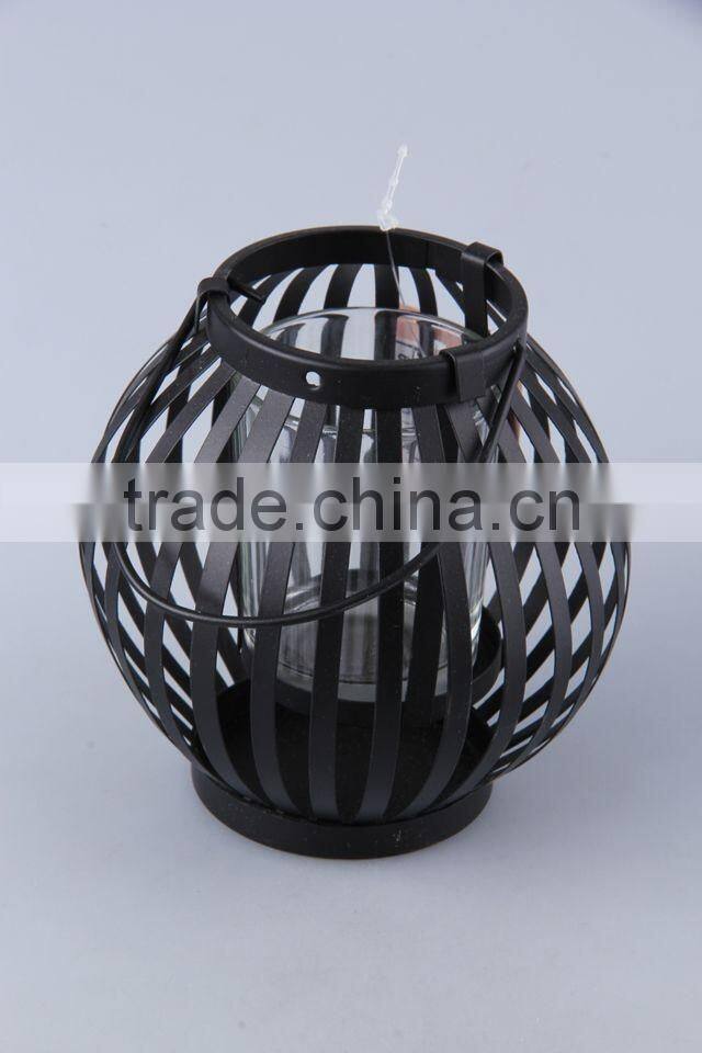 Portable Globular Painted Iron+Glass Candle Holder/Home Decoration Candlestick