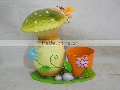 YS13126 metal mushroom wrought iron flower pot with size 7.5X4.5X12"