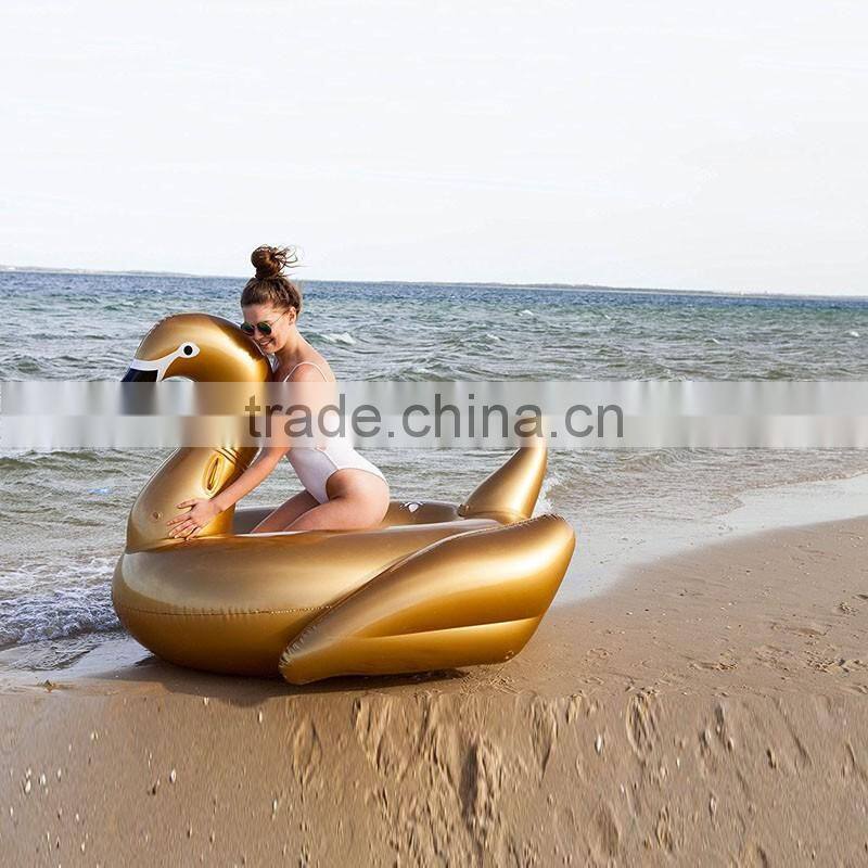 2017 hot selling leasure giant gold swan inflatable pool float outdoor swim raft water game loungr for kids and adults