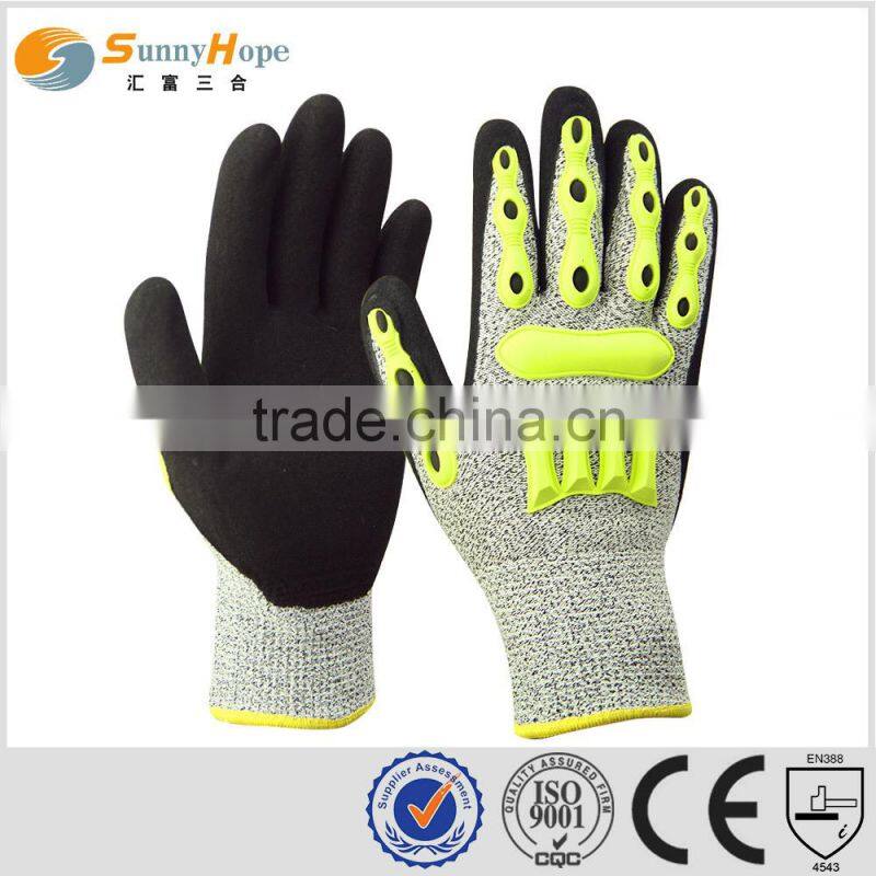 sunnyhope best nitrile sandy High Quality impact gloves with TPR,anti cut gloves
