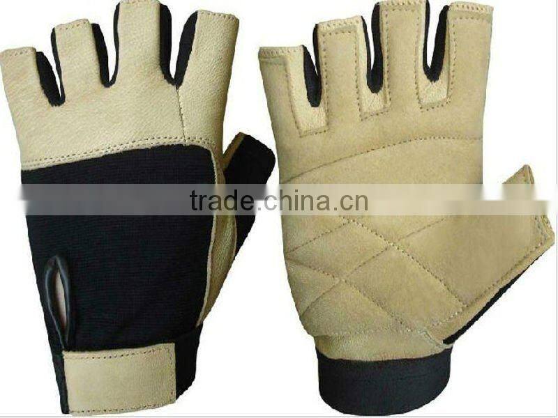 Half Finger Pig Skin Weight Lifting Glove