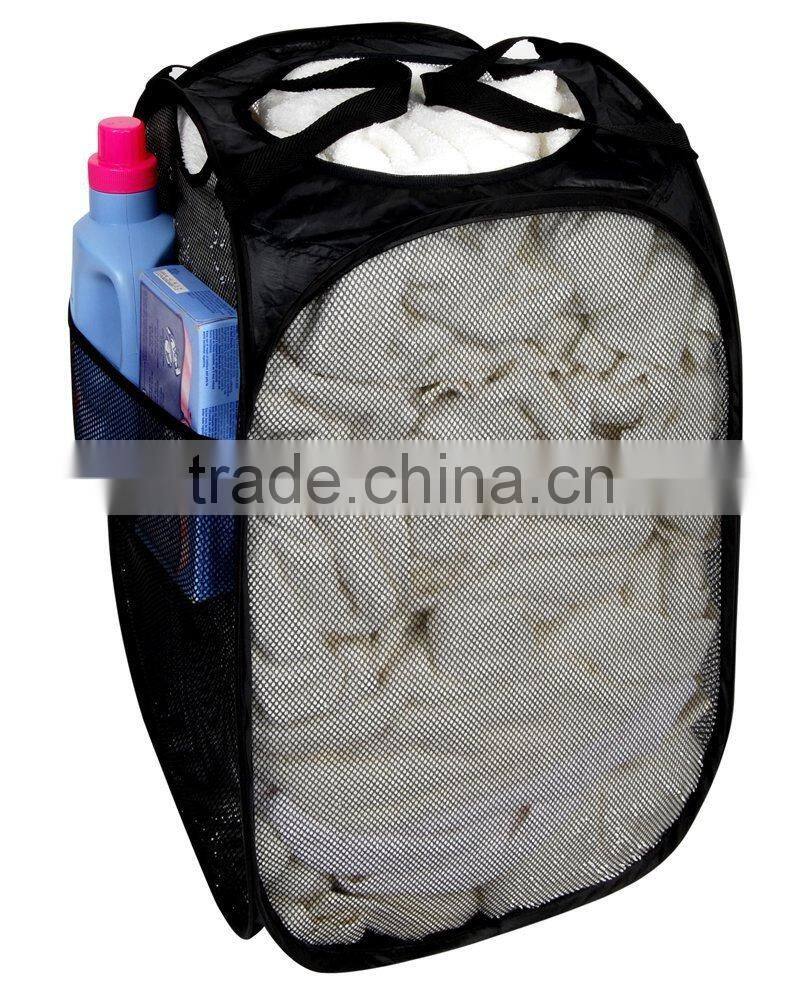 US Market Pop Up Nylon Mesh Bag Basket Bin Folding Laundry Basket