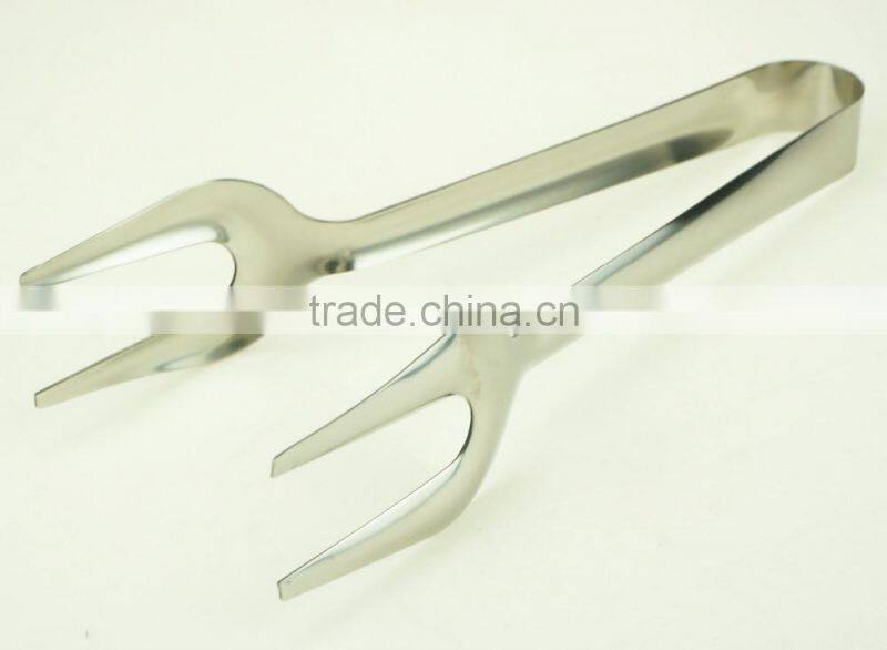 39047 Hot Sale Stainless Steel Kitchen Tongs BBQ Grill Food salad Tongs With Forks