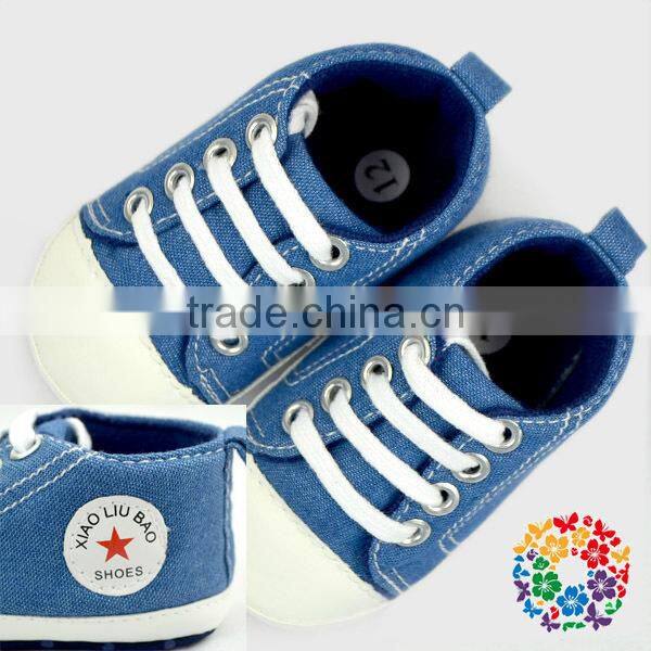 Navy Blue Jean Baby Boy Crib Shoes/Toddler Infant Crib Shoes/Soft Sole Baby Cribs