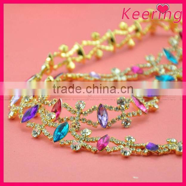 Hand-made rhinestone garment colorful beaded chain WRC-213