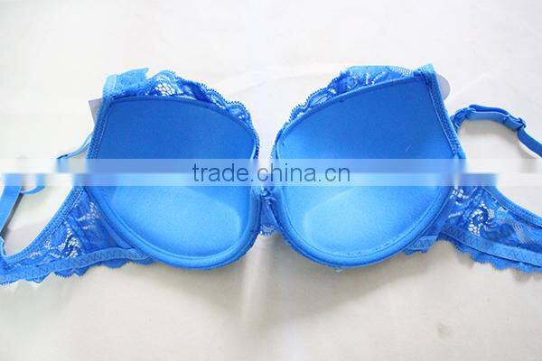 Women elegant blue lace push up bra for Panama market