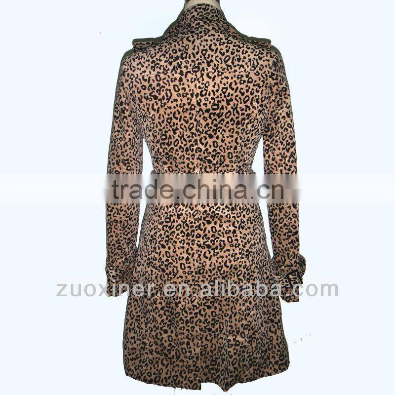 Leopard print women long coat,elegant pattern womens cotton long coats