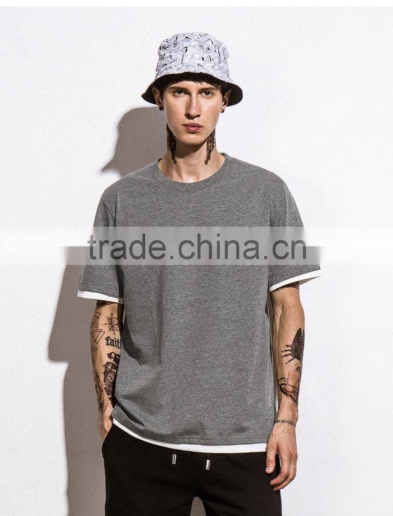 SZXX T374 Hot Manufacturer Cotton Deep Grey O-neck T-shirt Mens