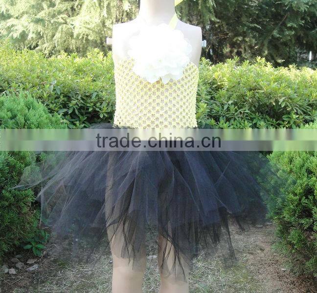 New style Eco-friendly material used baby crochet top tutu dress