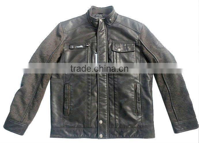 fashion design men fleece leather jacket