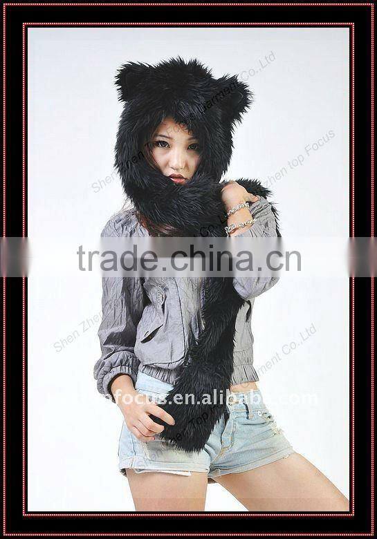 2012 NEW FASHION ANIMAL TEEN HAT BLACK WOLF