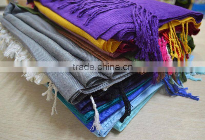 Fashion women twill hot popular pashmina shawl 100%viscose solid color