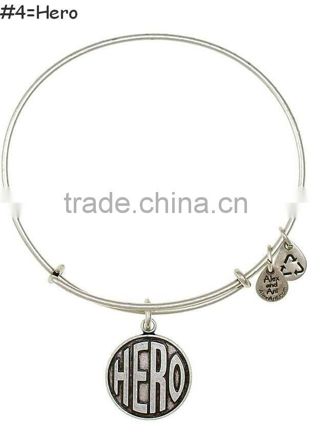 2014 hot design anchor charm wire bracelet bangle jewelry custom inspired word stamped wire bangle jewelry antique logo bangle