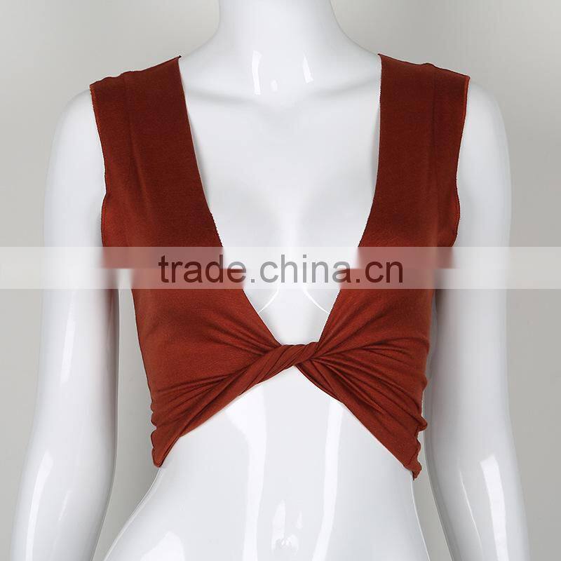 Cotton Crop Top Tank Top plain dyed Solid reddish orange Sold By PC