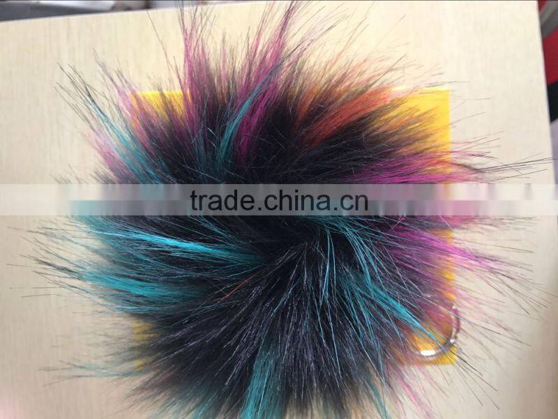 100%Manufacturers wholesale multicolor 15 cm raccoon hair bulb