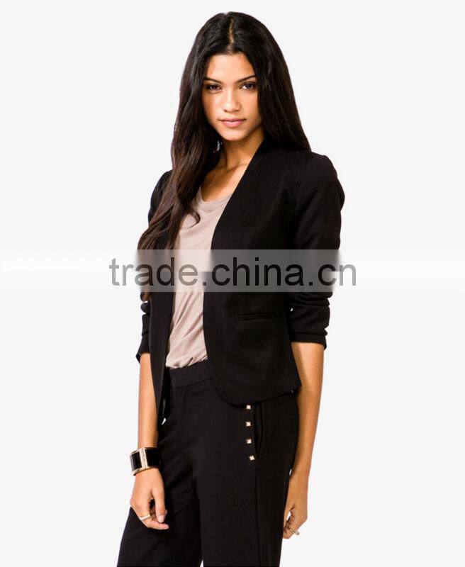 Casual Ribbed Collar Blazer