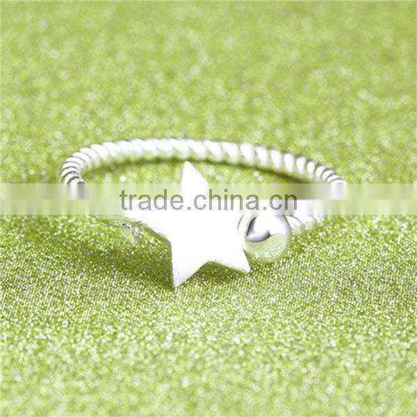 White Copper Cable Twisted Open Rings Silver Plated Pentagram Star Spiral