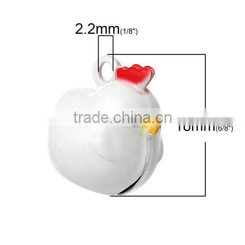 Copper Charm Pendants Christmas Ornament Chicken Bell White 18.0mmx17.0mm