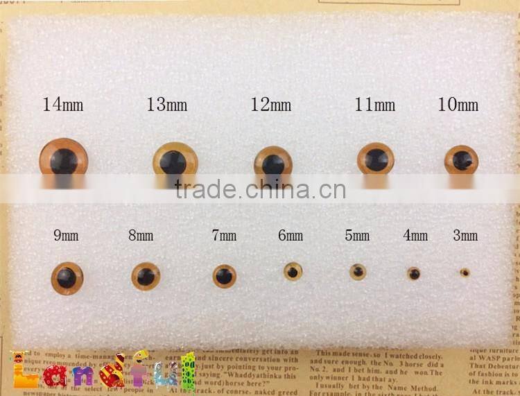 12mm Wool Needle Felted Animal Doll Black Tea Toy Glass Eyes