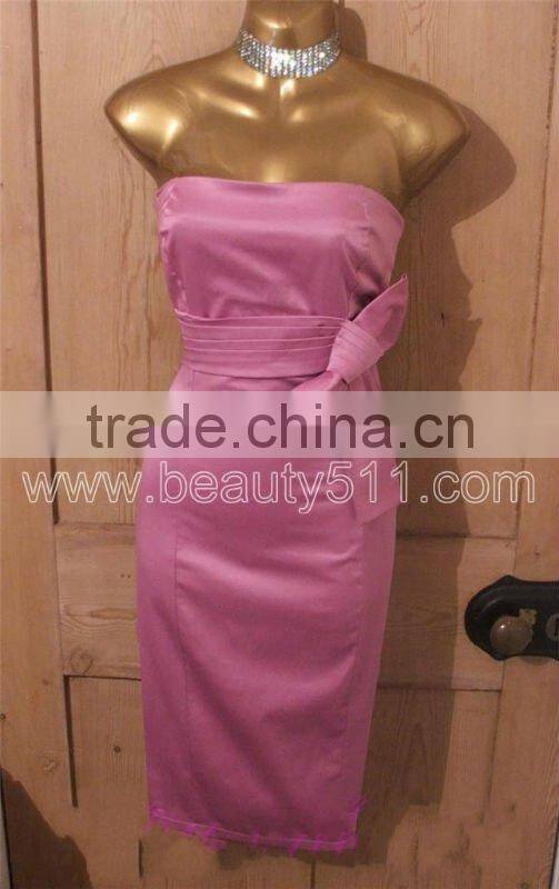 New Design Vintage 50s Repro Wiggle Pencil Pink Satiny Pinup Marilyn Monroe Bow Dress GP006
