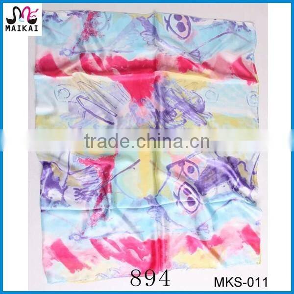 Factory price 2016 new design 100 silk head scarf
