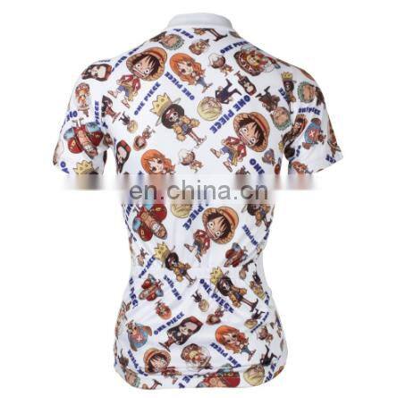 2016 women short sleeve Luffy cycling jersey white bike apparel girl's bicycle wear cycling gear