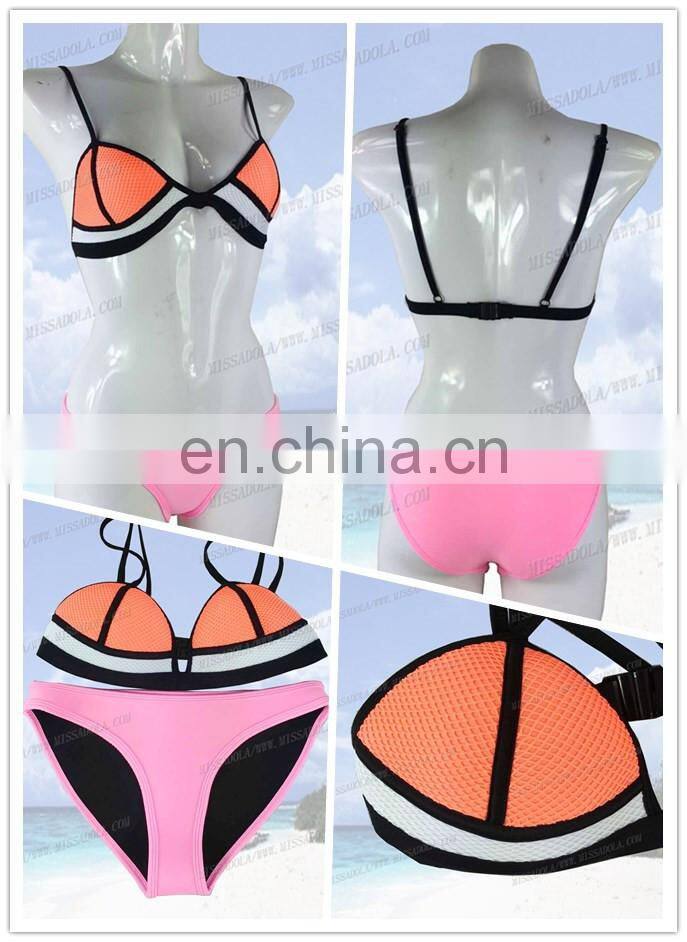 MissAdola Neoprene Women two pieces OEM Rubber swimsuit Beautiful Zipper swimwear diving wetsuit (M80)