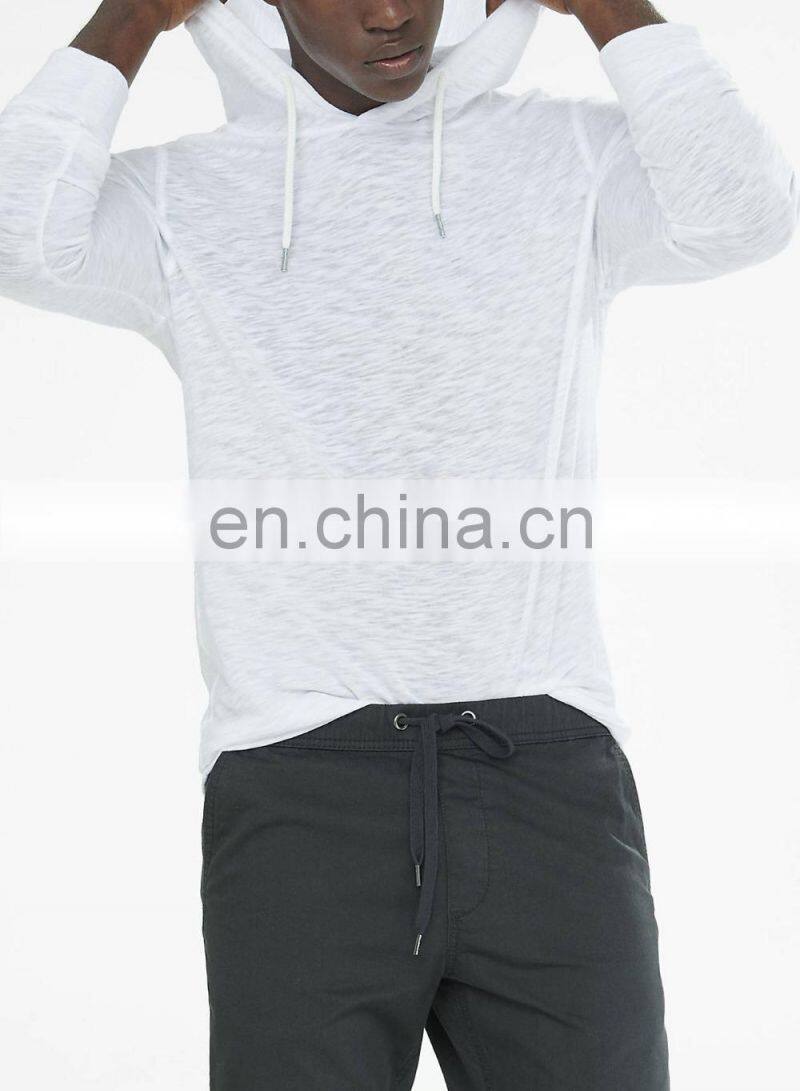100% cotton plain pullover hoodie navy crossover collar slub knit Hoodie manufacturer