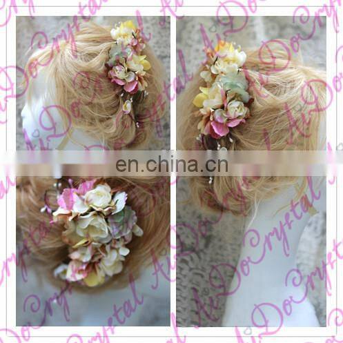 Aidocrystal Flower Crown Garland Floral Bridal Headband Hairband Wedding Prom Hair Accessory