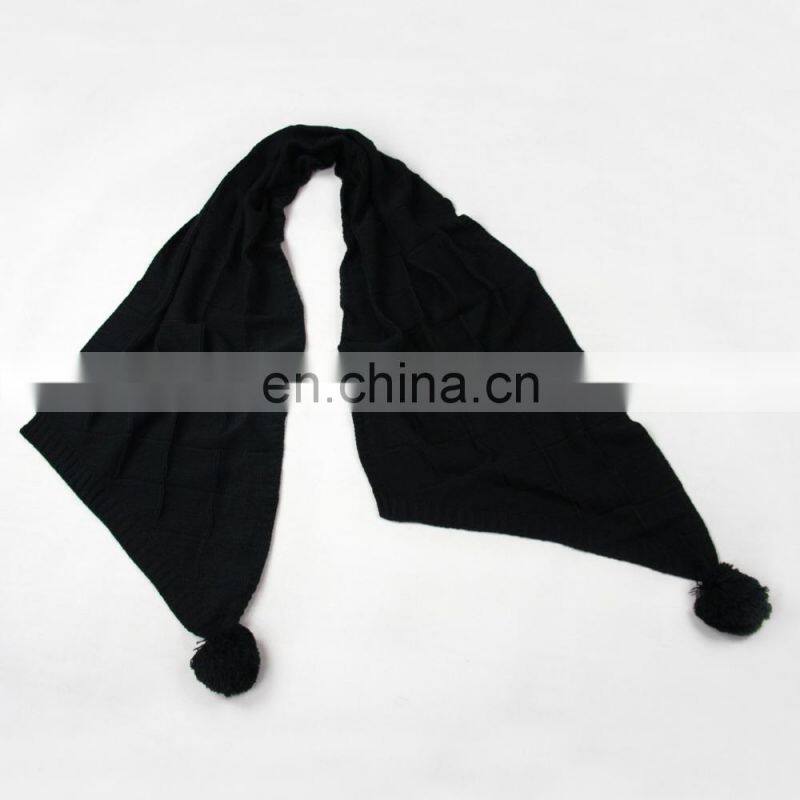 100% acrylic women scarf plaids big long shawl pure color black