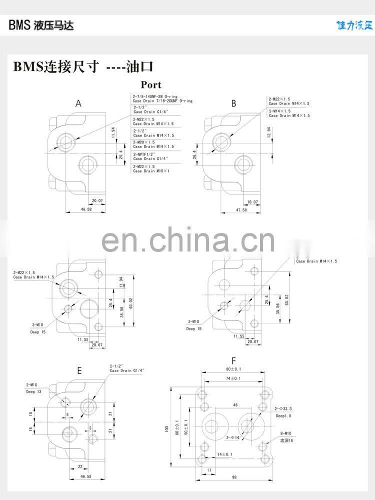 High quality orbit Hydraulic motor BMS-80 100 130 160 195 245 305 395 490
