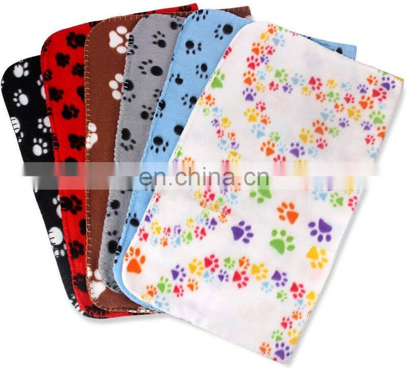 Cute Cat Fleece Blanket Pet Dog Blanket Warm Paw Print Blanket Bed Cover for Dogs and Cats