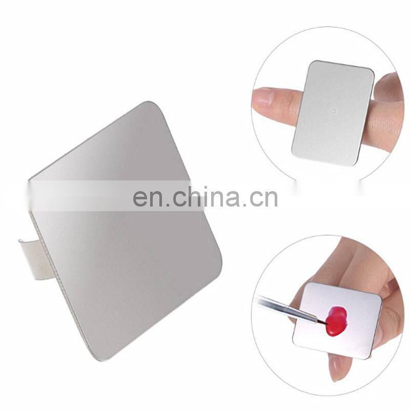 Nail Art Palette Ring Stainless Steel Pallet Professional Nail DIY Art Design Paint Square Palette Metal Tool