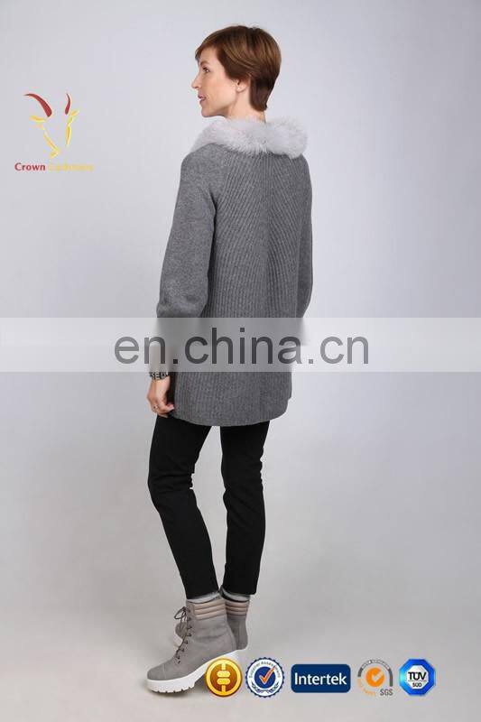 Women Luxury Long Chunky Knit Cardigan,Fur Collar Cardigan Sweater