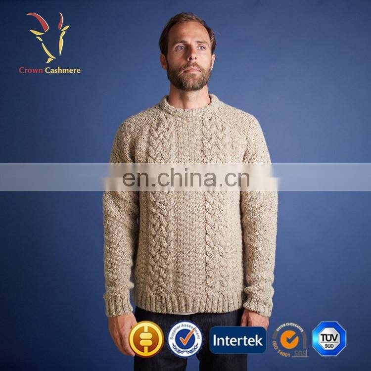 Chunky Cable Knit 100% Wool Sweater Pullover for Men
