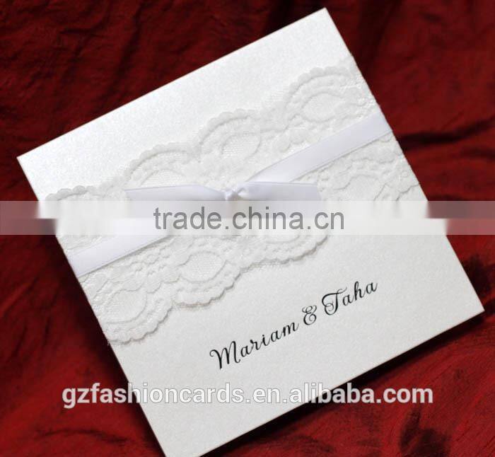 2014 Royal Unique Wedding Invitation Cards with Lace and Buckle