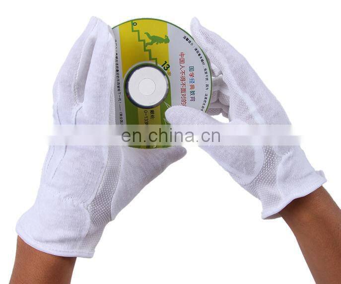 White Mini Plastic Dots Palm Fashion Parade Style cotton Hand Gloves