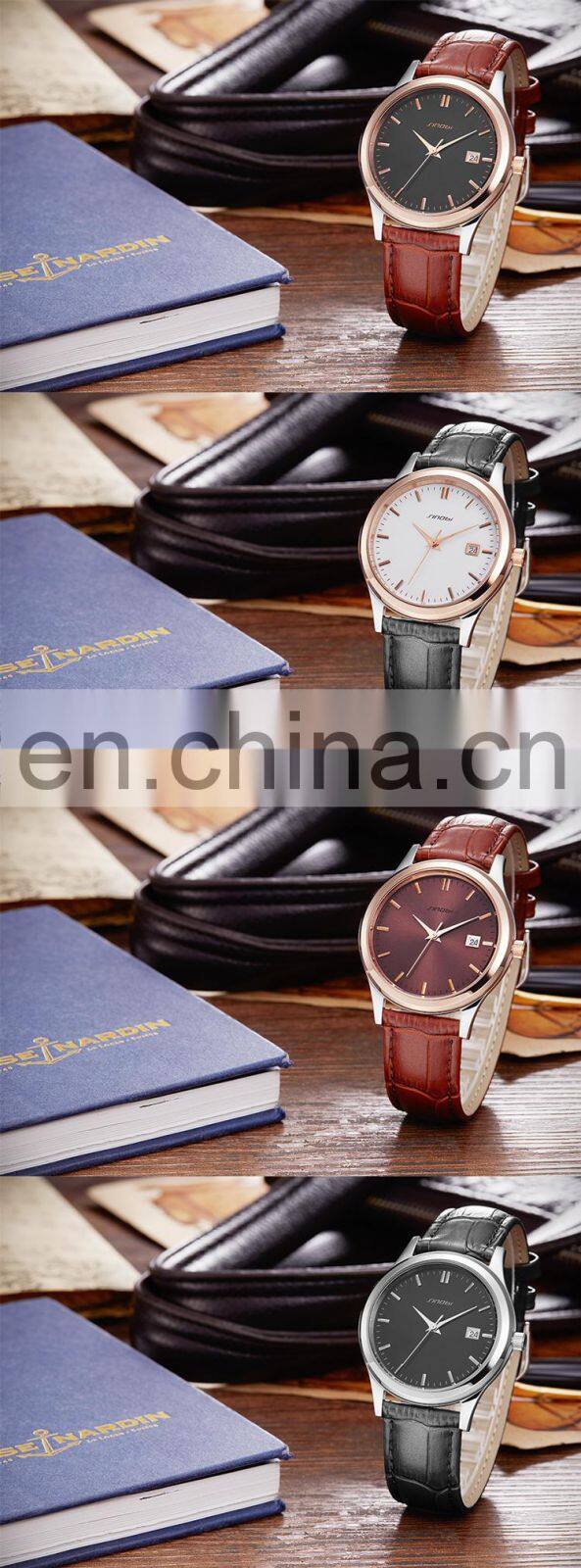 SINOBI Men Quartz Watches China Brand Luxury Leather Strap Male Men's Watch Business Watches Stainless Steel 1231G