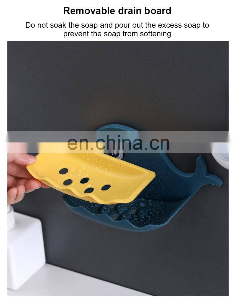 Cartoon Whale Bathroom Soap Dish Holder Bathroom Soaps Box Storage Shelf Plastic Wall Mounted Draining Organizer Tray