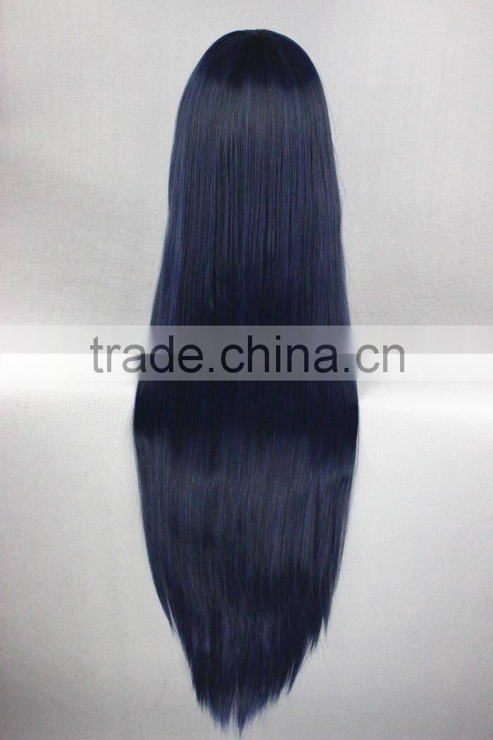 High Quality 100cm Long Straight Umineko no Nakukoroni-Furudo Erika Dark Blue Synthetic Anime Wig Cosplay Hair Wig Party Wig
