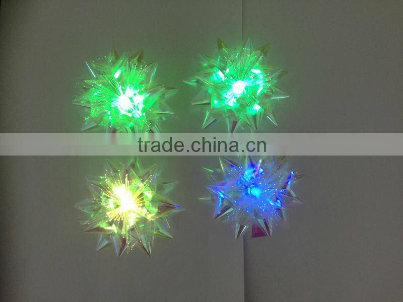 2013 New Design Gift Star Bow With LED Light/3.75" LED Lighting Party Decoration Star Ribbon Bows with fiber optic and bottom