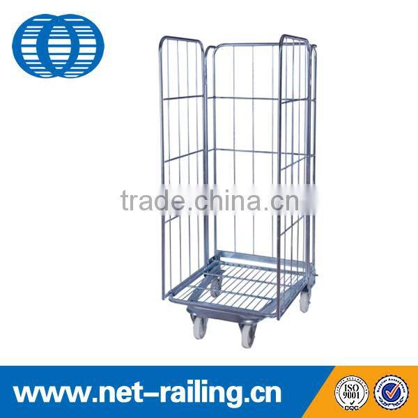 Industrial metal storage collapsible laundry cart with wheels