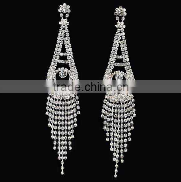 Wholesale fashion Rhinestone Bridal Earrings With tassels Stud Earring