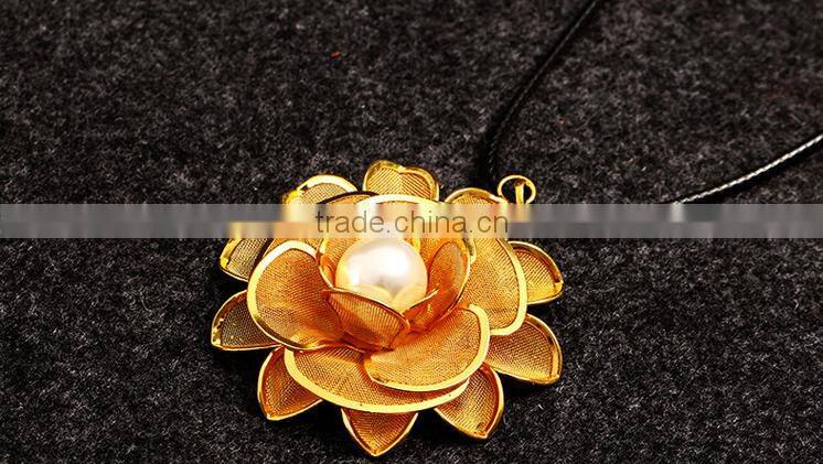 2016 Trending Hot Products Sweater Flower Necklace Pearl Necklace For Women
