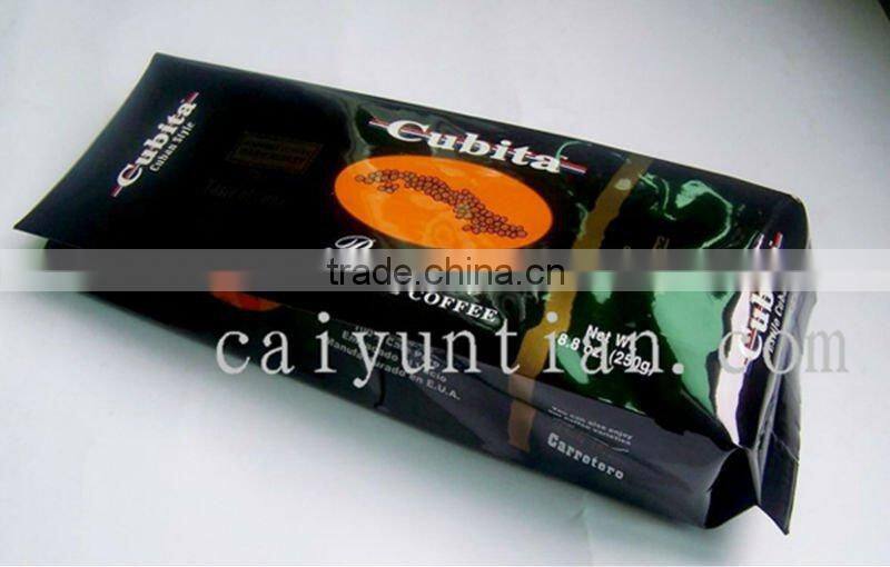 Quad-sealing coffee bags with valve/ foil zipper custom stand up pouch