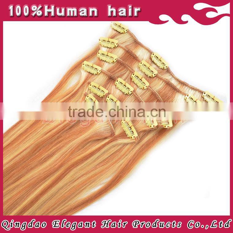 100% Alibaba hair products double weft no shedding no tangle cheap price top quality colourful clip in hair extensions
