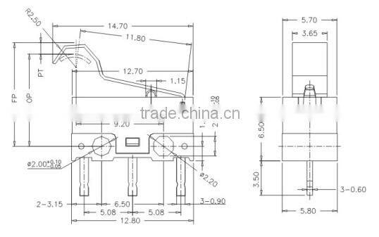 Small mini micro switch/micro switch 1~3A 125VAC