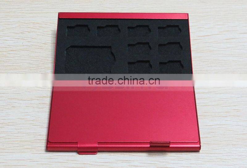 Aluminium Alloy EVA Storage Box for SD MMC TF Memory Card Protecter Case 4x for SD card,8x micro SIM card